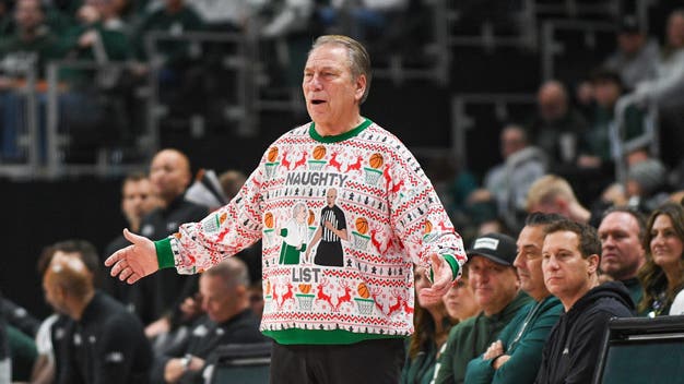 Tom Izzo Teases Ref With 'Naughty List' Ugly Christmas Sweater vs. Oakland