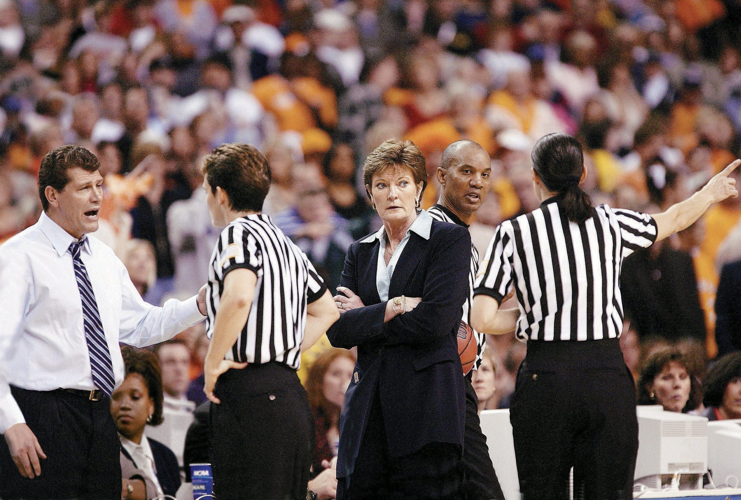 Geno Auriemma's Huskies and Pat Summitt's Lady Vols faced off in four national championship games across the life of the rivalry. (Photo by Damian Strohmeyer/Sports Illustrated via Getty Images)