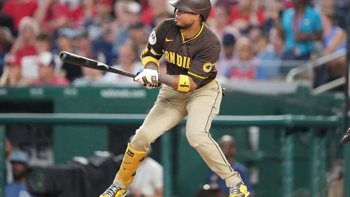 Luis Arraez has made 317 starts at second base and 244 starts at first base over his seven-year MLB career. (Photo by Mitchell Layton/Getty Images)