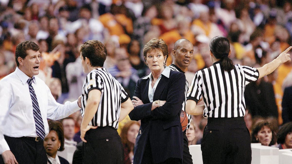 Geno Auriemma's Huskies and Pat Summitt's Lady Vols faced off in four national championship games across the life of the rivalry. (Photo by Damian Strohmeyer/Sports Illustrated via Getty Images)