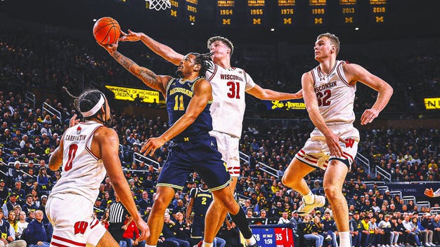 No. 2 Michigan HC Dusty May 'Disappointed' After Stunning 1st Loss vs. Wisconsin