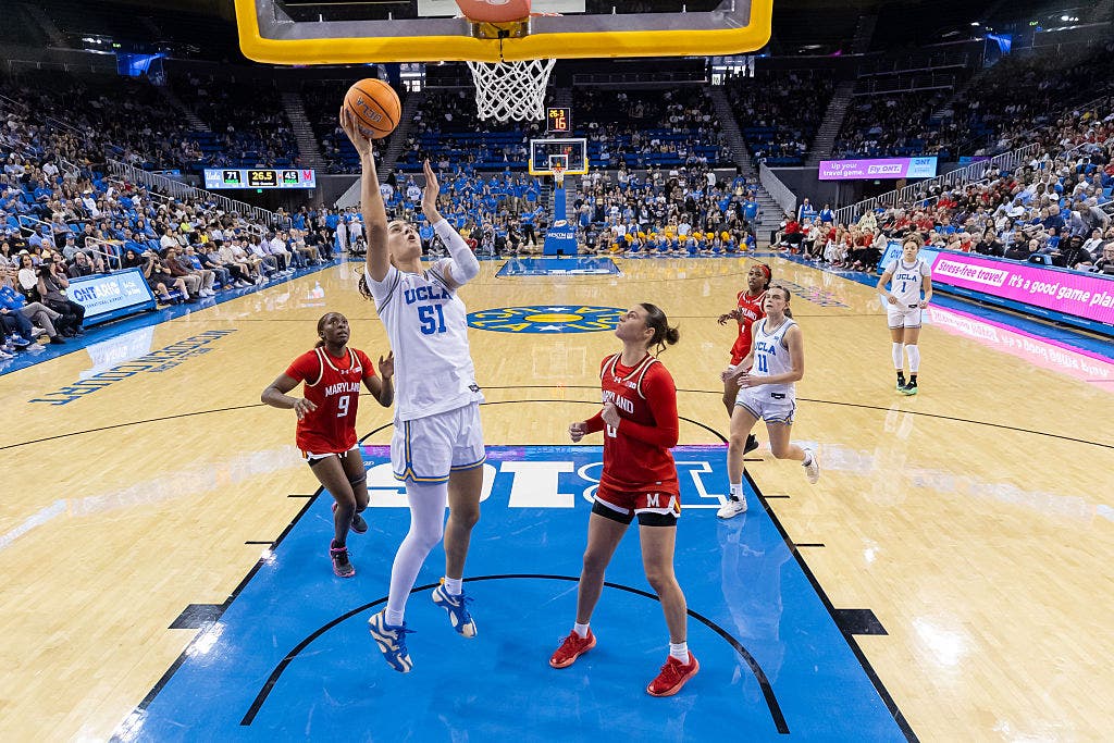 Lauren Betts helped the Bruins to a 97-67 win over Maryland. (Photo by Jordan Teller/ISI Photos/ISI Photos via Getty Images)