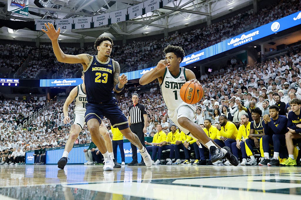 Jeremy Fears Jr. scored 31 points in a loss to Michigan. (Photo by Rey Del Rio/Getty Images)