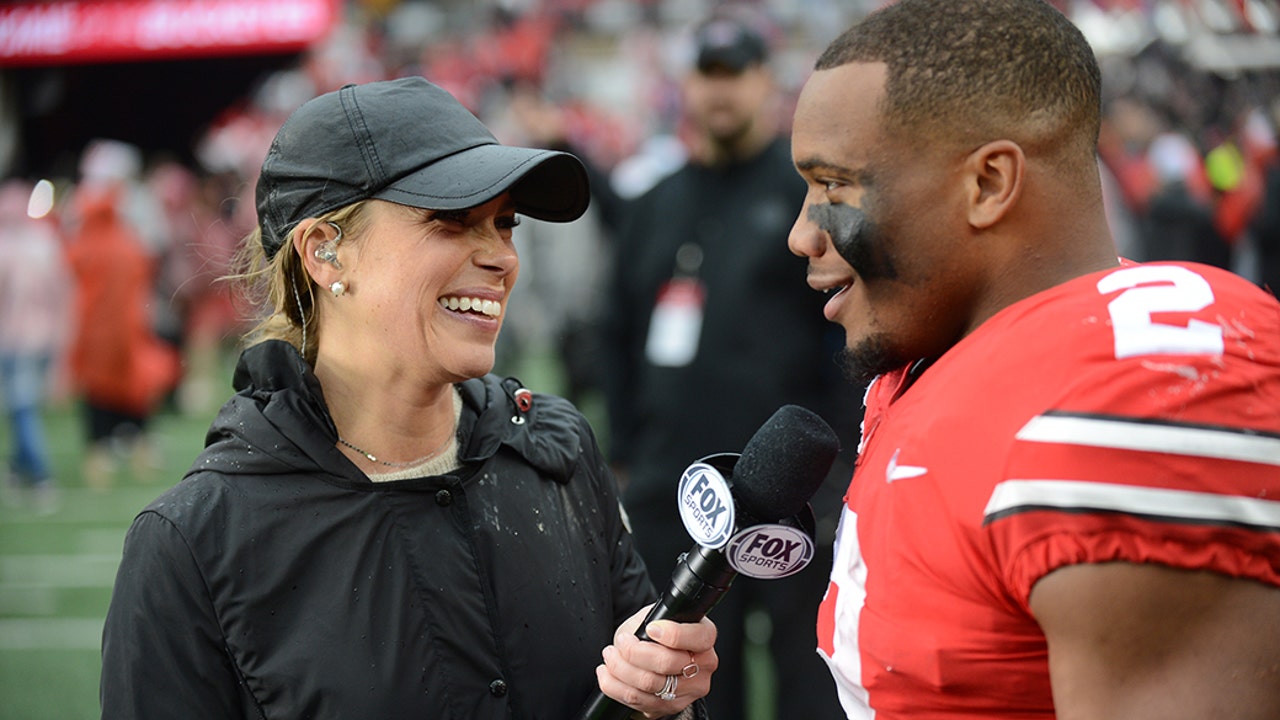 Jenny Taft with Ohio State's J.K. Dobbins