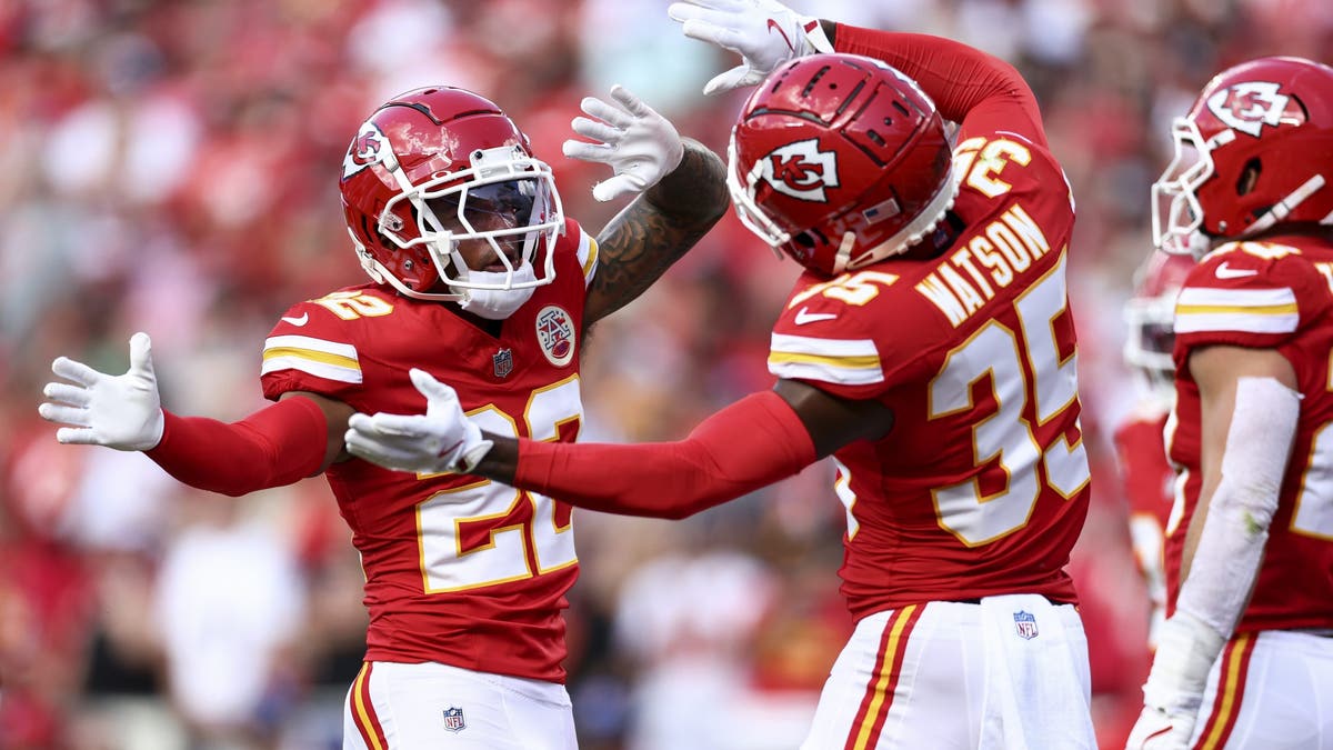 The Rams double-dipped at cornerback, trading for Trent McDuffie (left) before signing Jaylen Watson (right). (Photo by Kevin Sabitus/Getty Images)