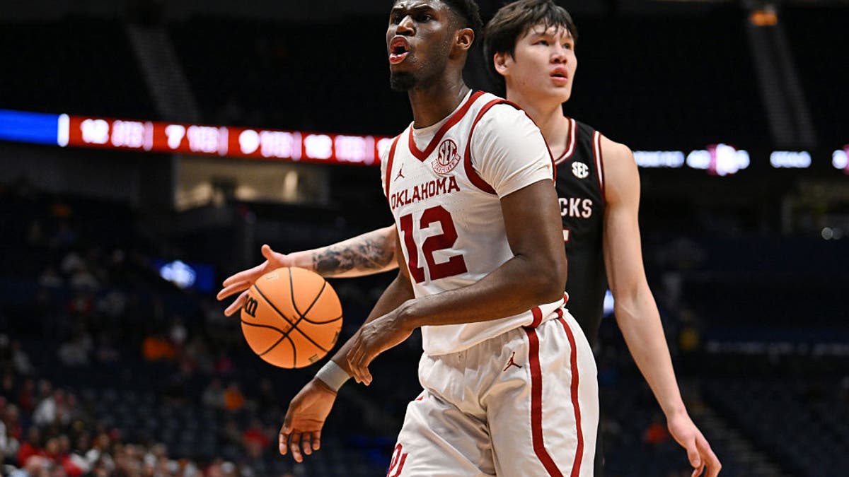 Jadon Jones (#12) played 26 minutes off the bench for Oklahoma on Wednesday. (Photo by Carly Mackler/Getty Images)