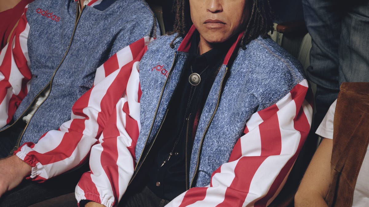 USA '94 teammates Alexi Lalas, left, and Cobi Jones, center, with the retro-inspired look. (adidas)