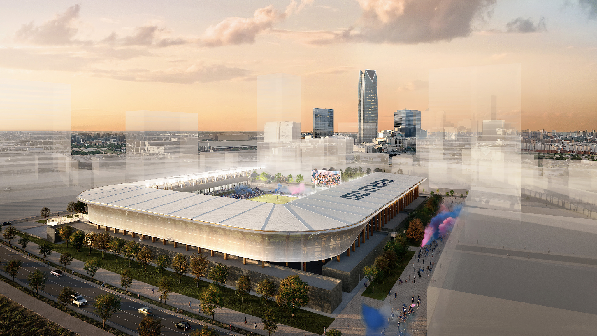An early rendering of MAPS 4 Multipurpose Stadium, which is where the Oklahoma City UFL team will play its home games. (Image via UFL.)