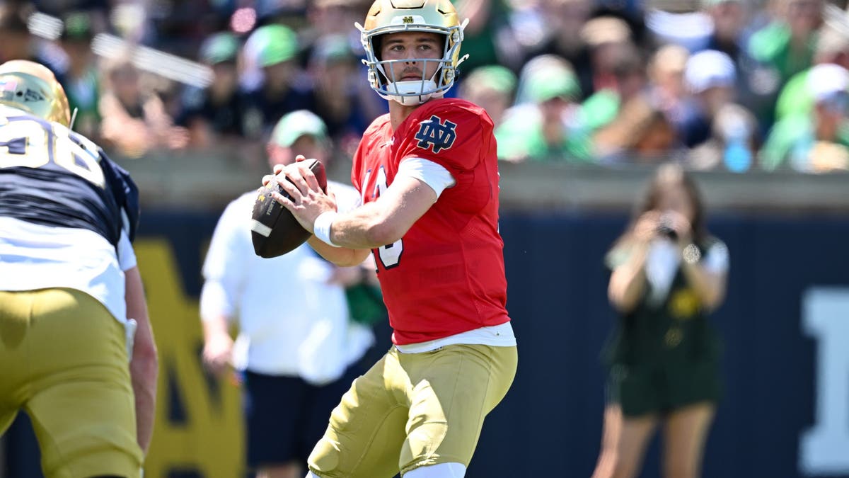 CJ Carr threw for 2,741 yards, 24 touchdowns and six interceptions in his first year as Notre Dame's starting quarterback. (Photo by James Black/Icon Sportswire via Getty Images)