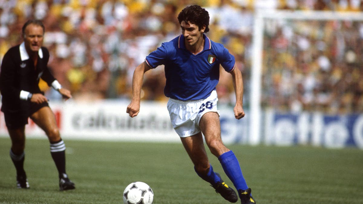 05 July 1982 Barcelona - FIFA World Cup - Brazil v Italy - Paolo Rossi of Italy (photo by Mark Leech/Offside/Getty Images)
