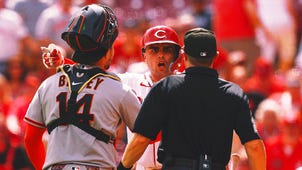NEXT Trending Image: Benches Clear After Giants LHP Erik Miller Strikes Out Reds INF Sal Stewart