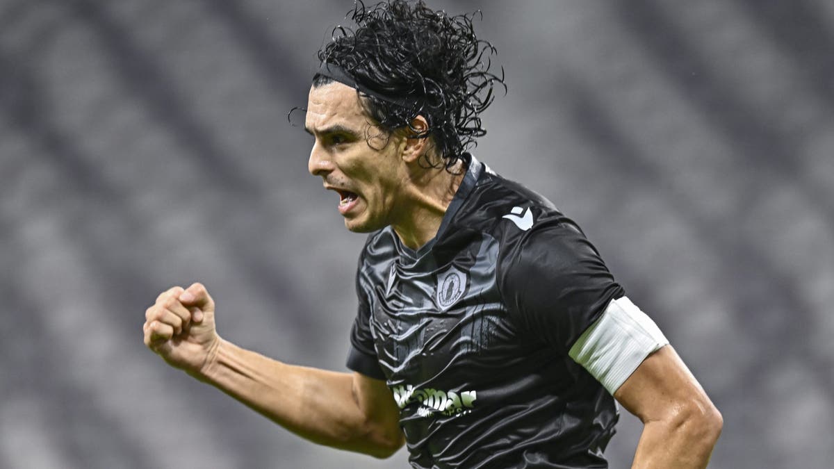 Sebastian Soria of Qatar SC celebrates after scoring a goal during the Ooredoo Qatar Stars League match between Qatar SC and Al-Gharafa SC at Khalifa International Stadium. (Photo by Noushad Thekkayil/NurPhoto via Getty Images)