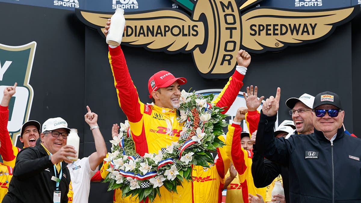Alex Palou drank the milk after winning his first Indy 500 in 2025.