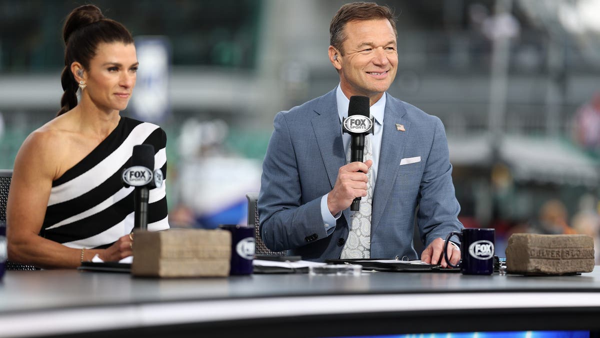 Danica Patrick and Townsend Bell at the 2025 Indy 500. (Photo by James Gilbert/Getty Images)