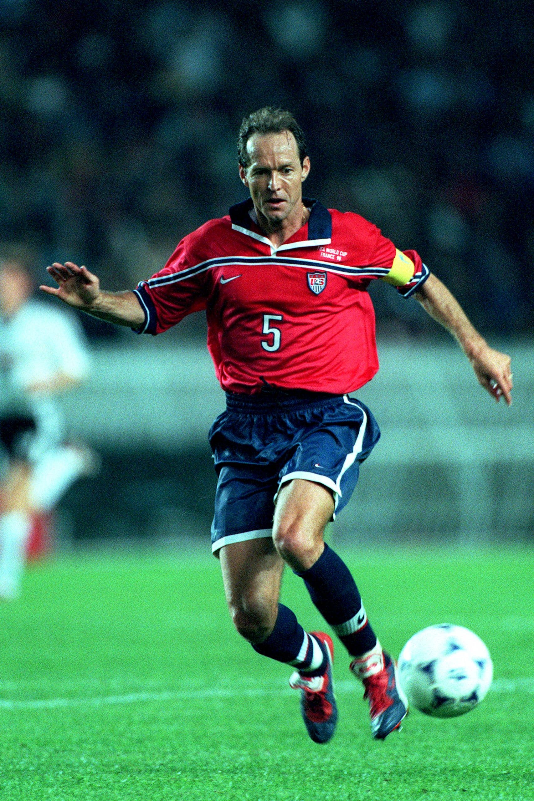 Thomas Dooley at USA's ill-fated 1998 World Cup run. (Photo by Richard Sellers/Sportsphoto/Allstar via Getty Images)