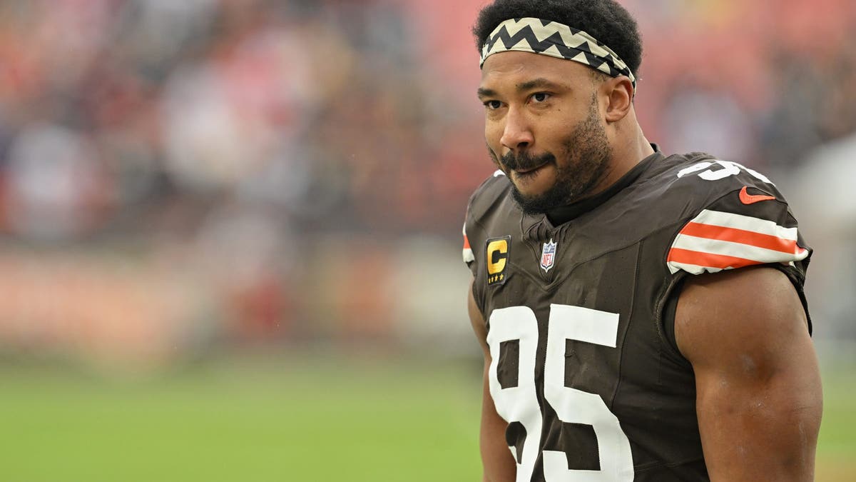 Myles Garrett became the first player in NFL history to be traded in the offseason after winning Defensive Player of the Year. (Photo by Jason Miller/Getty Images)