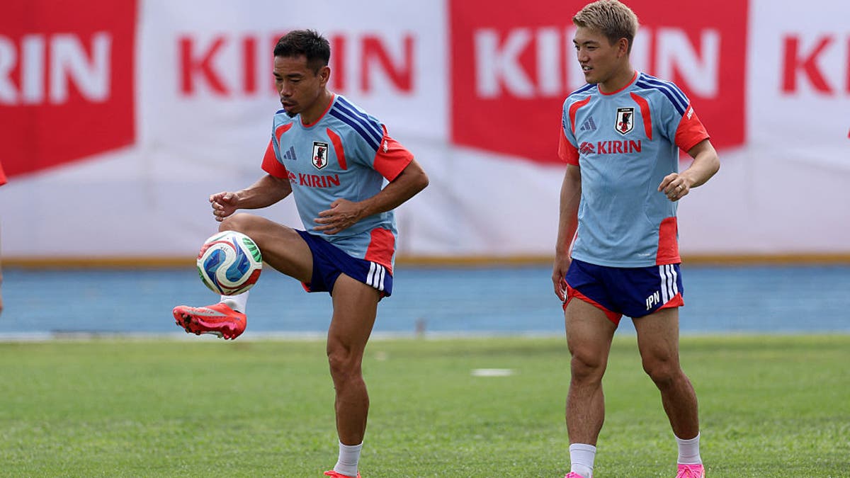 Japan held their first training session at Universidad Autonoma de Nuevo Leon (UANL) in Monterrey, Mexico, on June 3, 2026, ahead of the FIFA 2026 World Cup football tournament. (Photo by Julio Cesar AGUILAR / AFP via Getty Images)