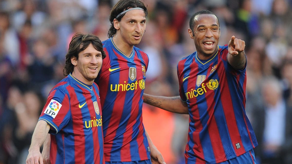 Lionel Messi, Zlatan Ibrahimović and Thierry Henry played at FC Barcelona during the 2009-10 season. (Photo by Denis Doyle/Getty Images)