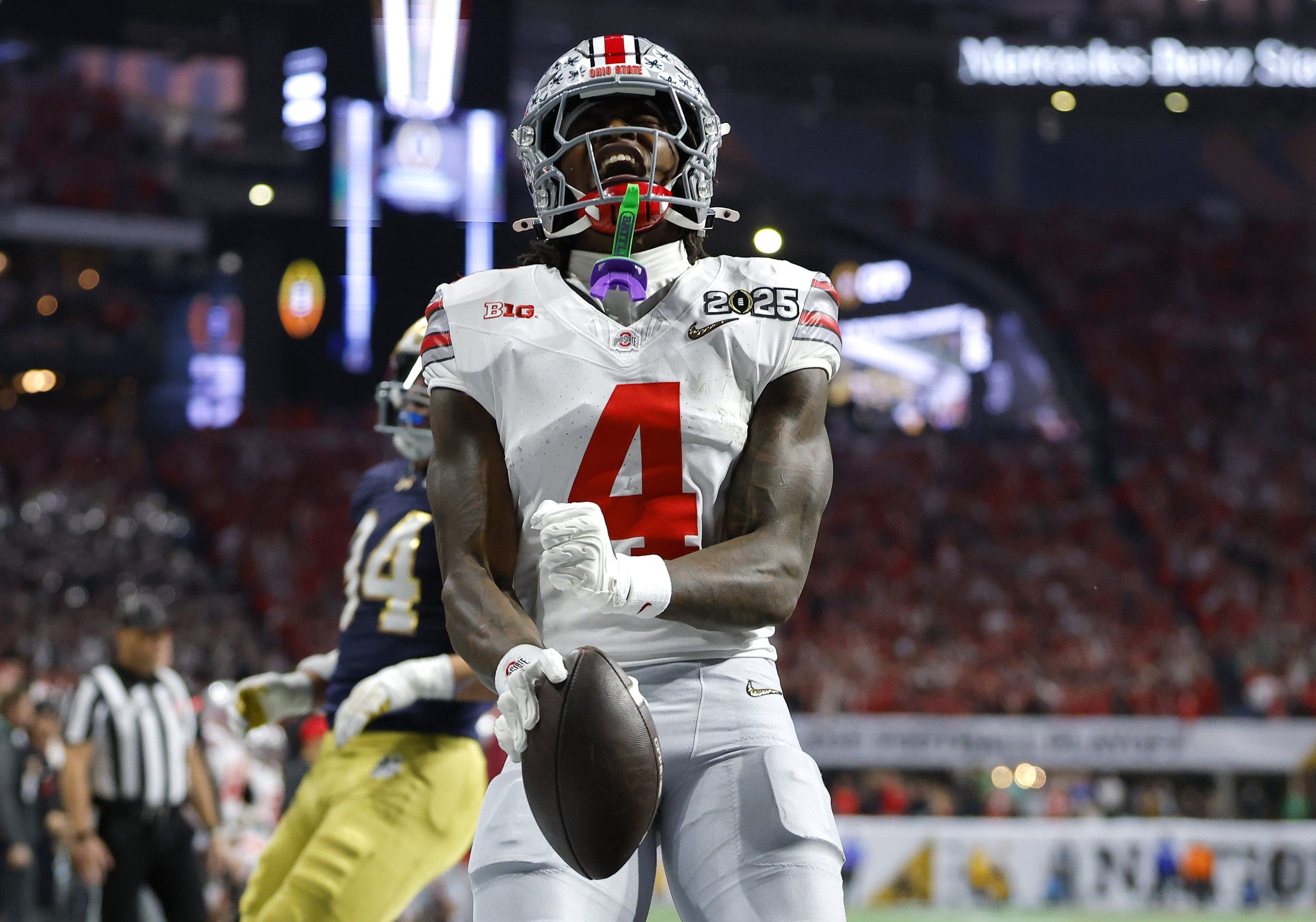 Ohio State is tied with Notre Dame at +600 as the favorites to win the National Championship (Todd Kirkland/Getty Images).