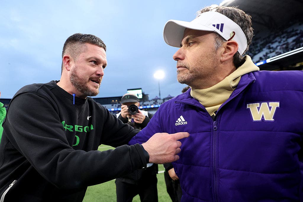 Oregon and Washington went from the Pac-12 to the Big Ten ahead of the 2024 season. (Photo by Steph Chambers/Getty Images)