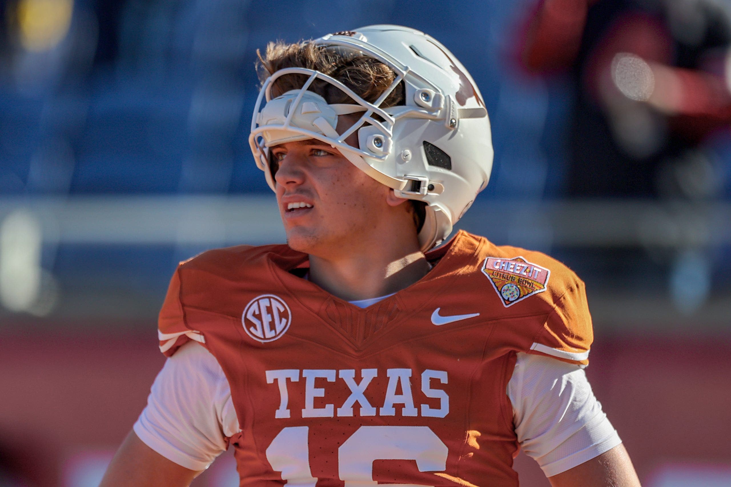Arch Manning is entering his second season as Texas' starting quarterback.(Photo by Dustin Markland/Getty Images)