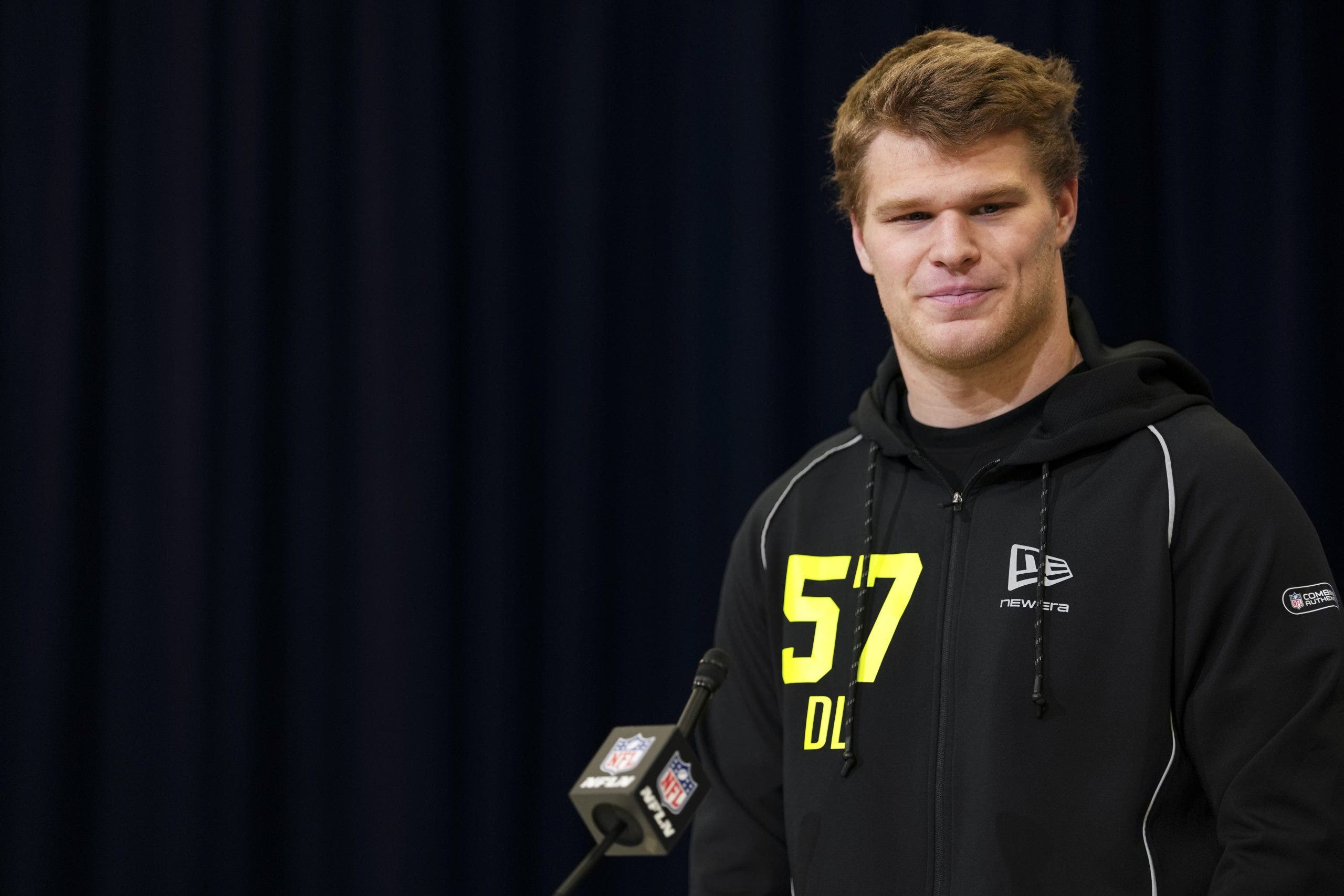 Jack Pyburn, who is now with the Buccaneers, is among the players considering a return to college. (Photo by Cooper Neill/Getty Images)