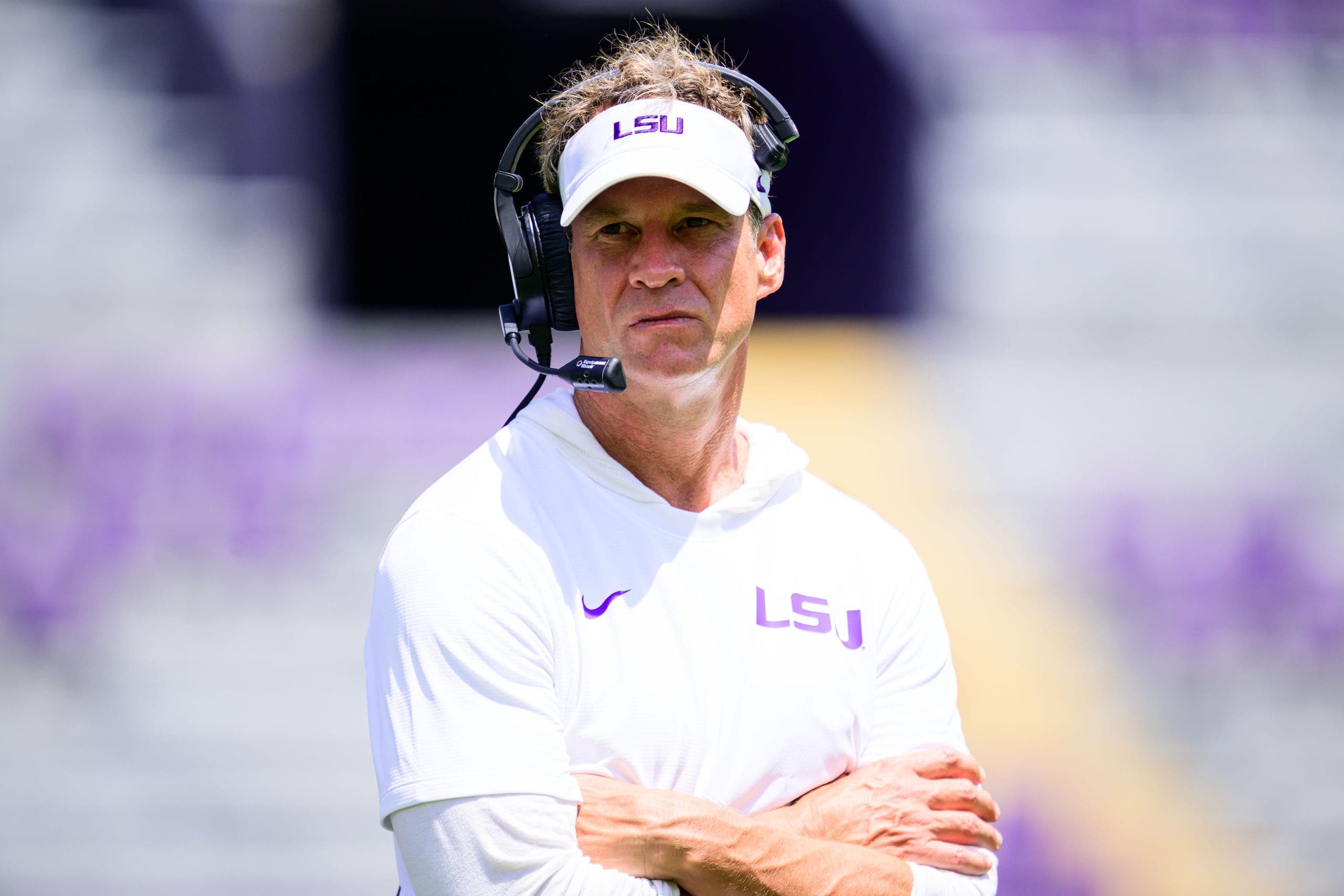 Lane Kiffin enters his first year at LSU after a 55-19 tenure at Ole Miss. (Photo by Gus Stark/LSU/University Images via Getty Images)