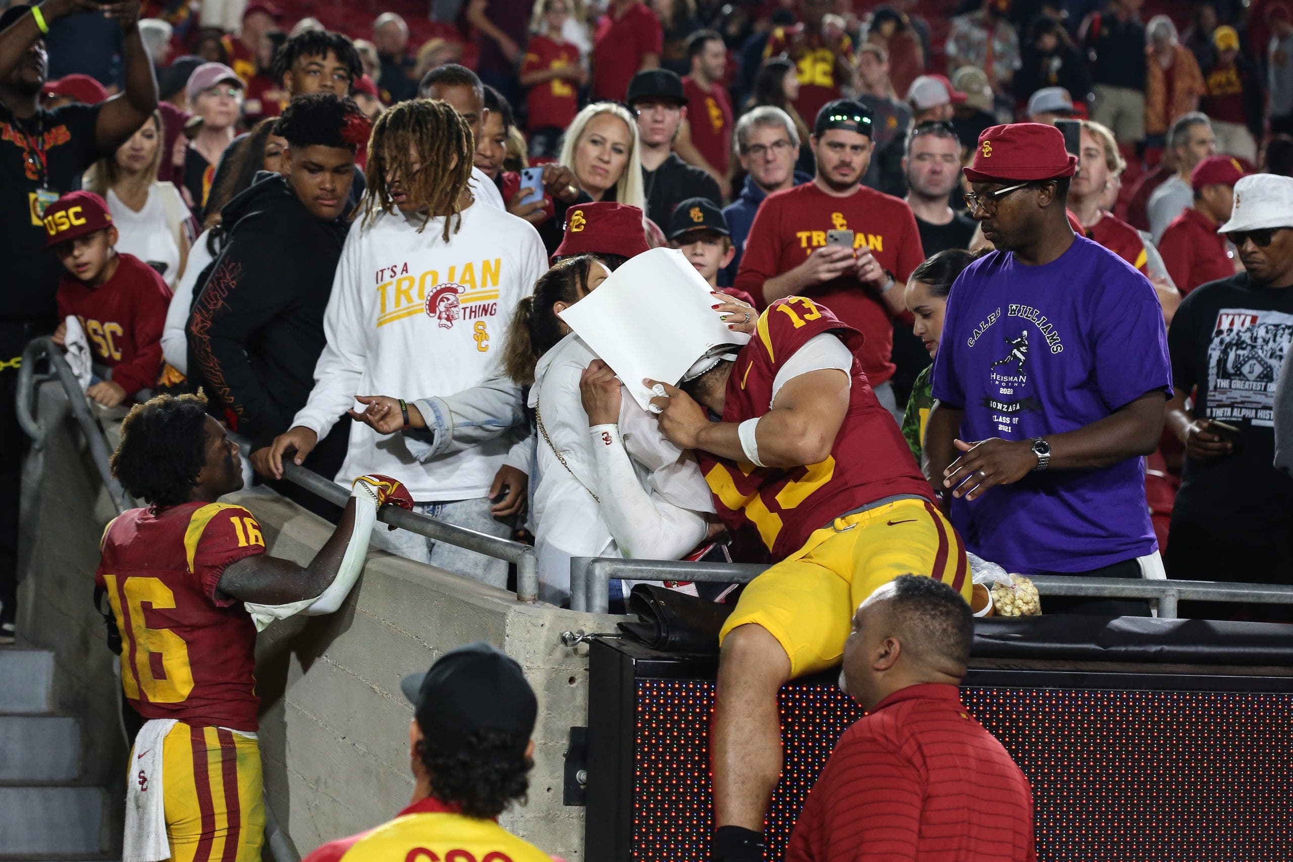Caleb Williams has worn his emotions on his sleeve dating back to his college days. (Photo by Jevone Moore/Icon Sportswire via Getty Images)