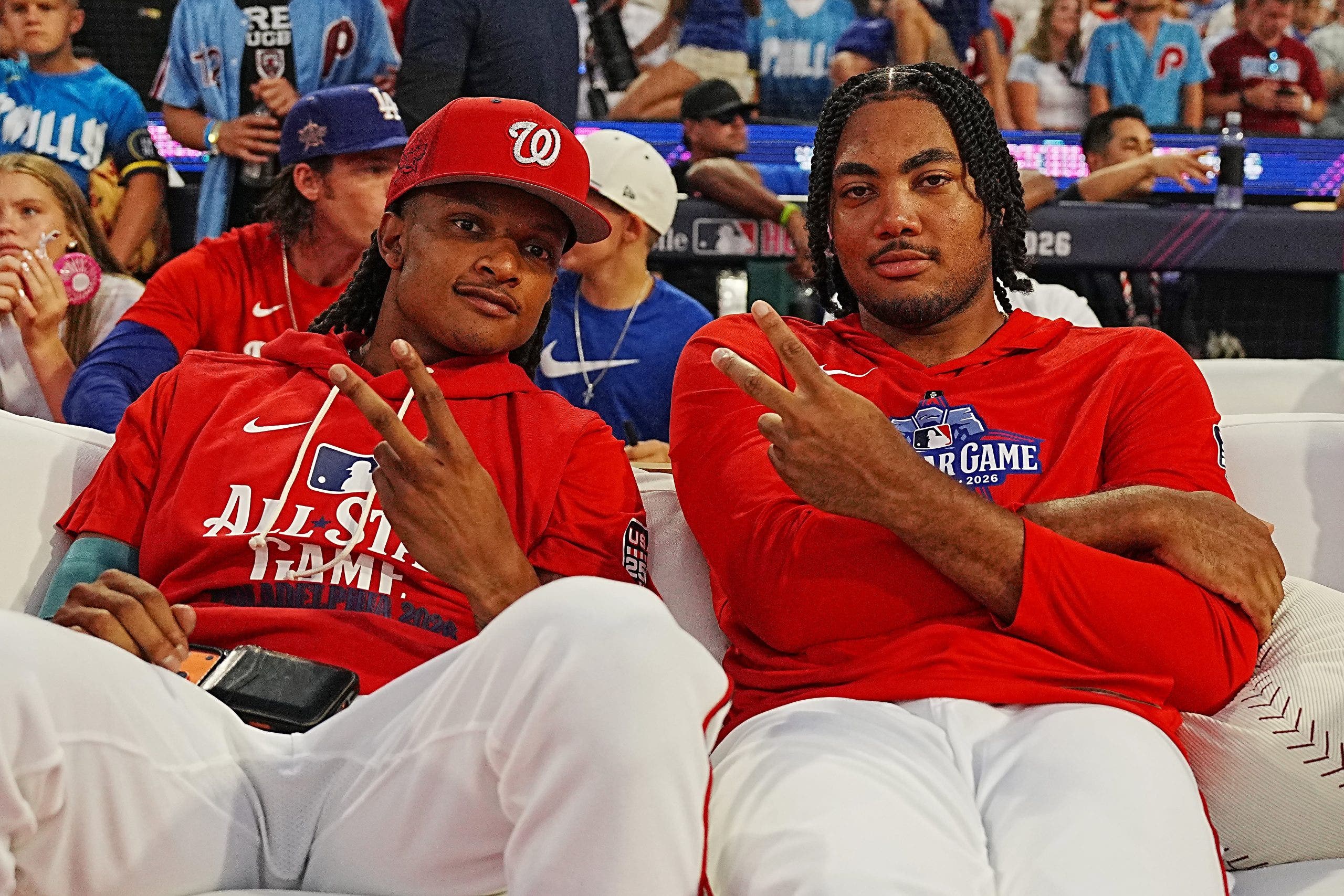 Los Nationals cuentan con un dúo en torno al cual construir el equipo: CJ Abrams y James Wood. (Foto de Mary DeCicco/MLB Fotos vía Getty Images)