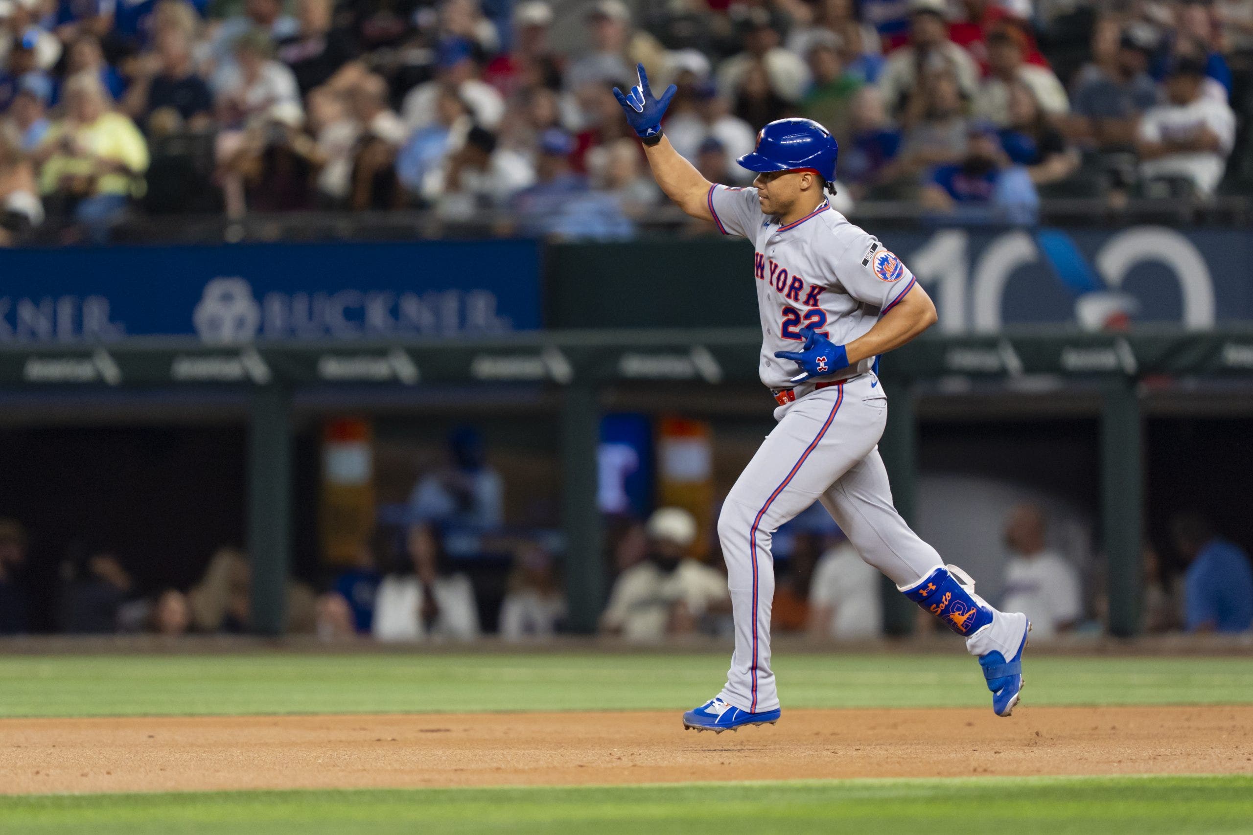 When Juan Soto was healthy, the Mets played significantly better – multiple injuries limited him to 111 games, however. (Photo by Kai Kanzer/Texas Rangers/Getty Images)