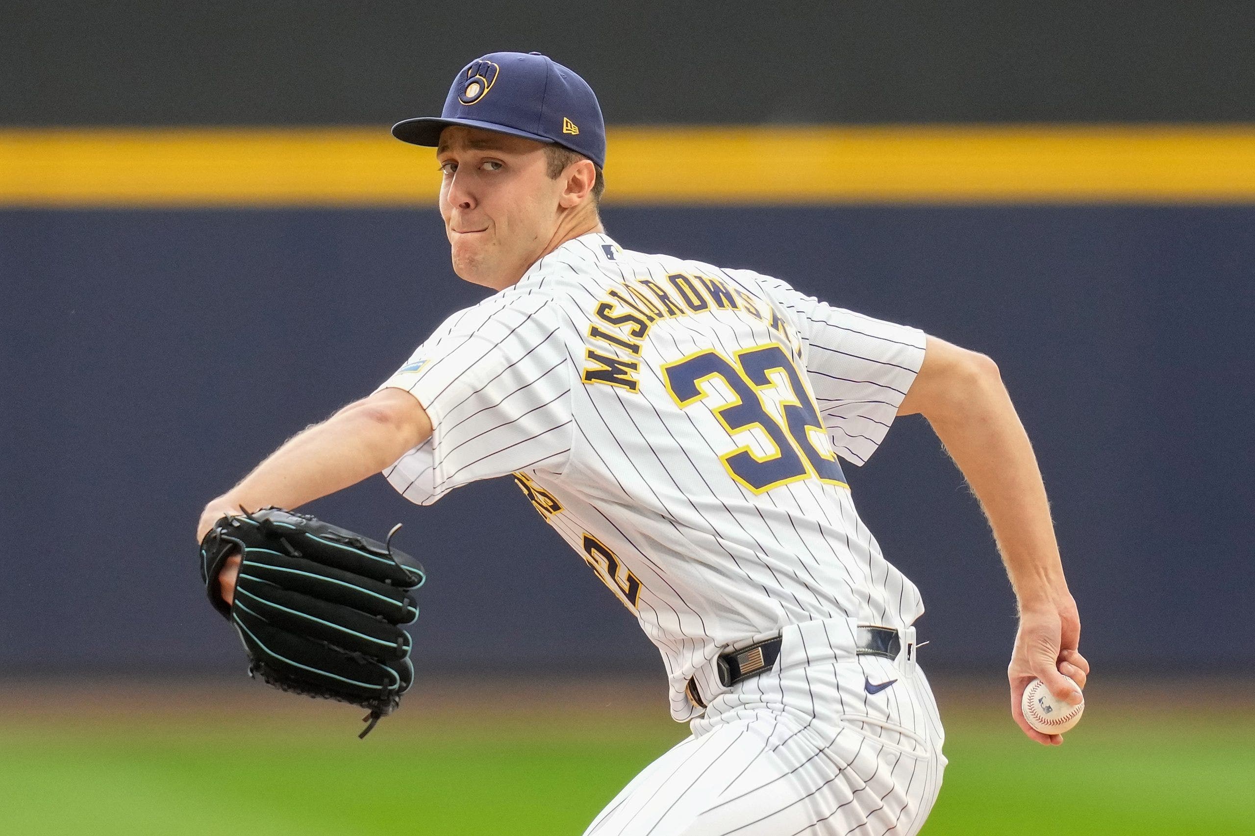 Jacob Misiorowski was the breakout star of the best regular-season Brewers' team in franchise history. (Photo by John Fisher/Getty Images)
