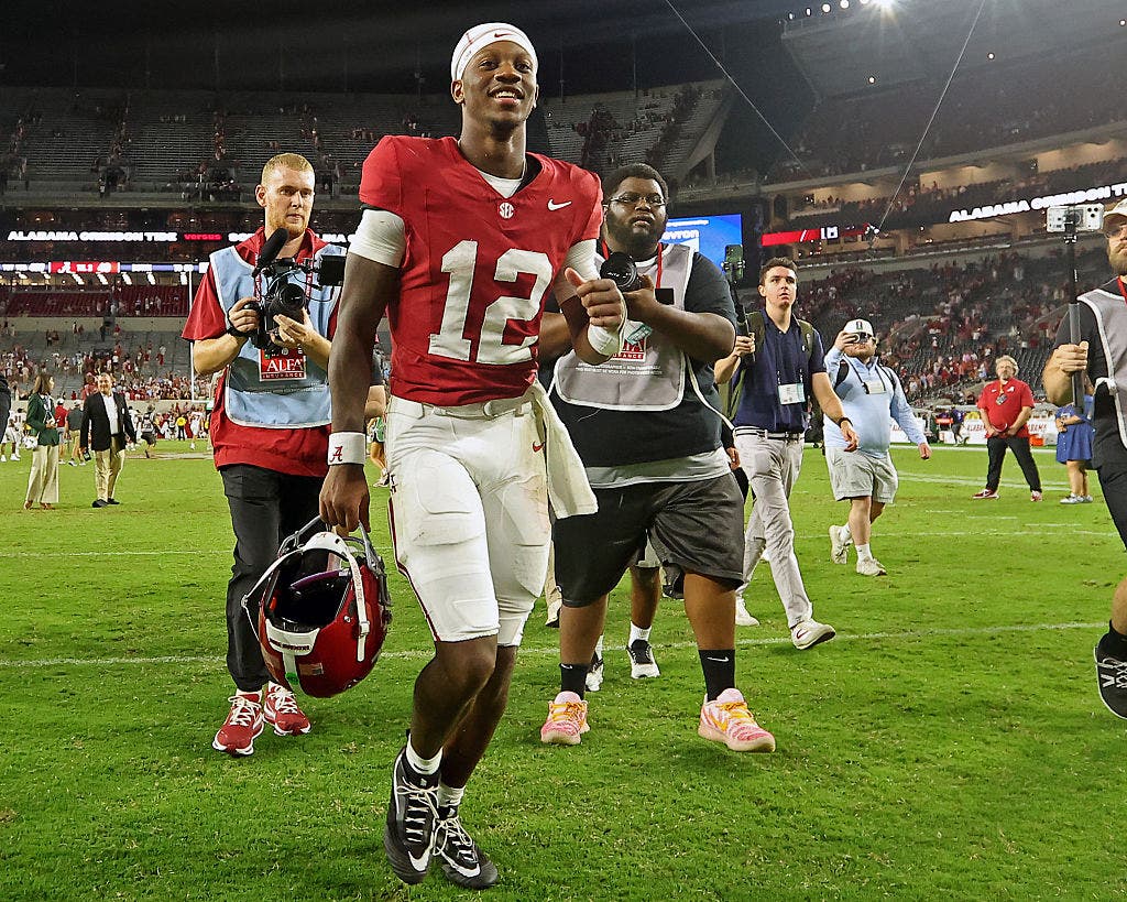 Keelon Russell accounted for four total touchdowns in Alabama's 56-23 win over Mississippi State on Saturday. (Photo by Jason Clark/Getty Images)