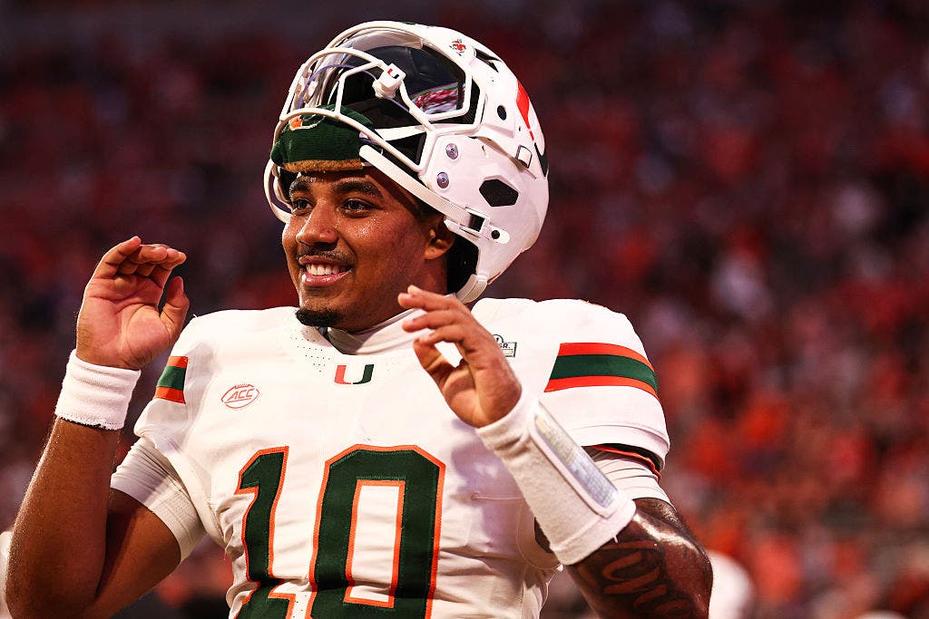 Darian Mensah leads the FBS in completion percentage with 84.2%. (Photo by David Jensen/Getty Images)