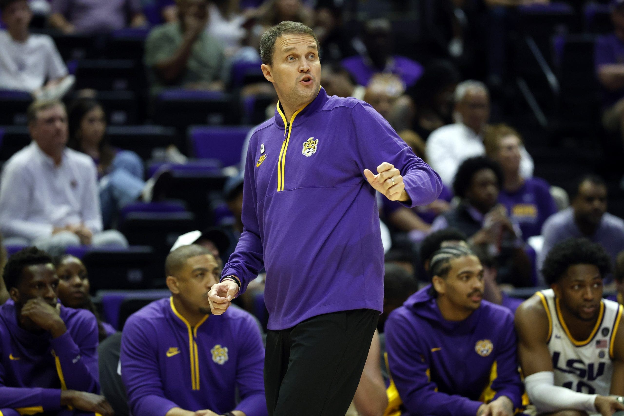 Will Wade returned to LSU after being fired from the program in 2022. (Photo by Tyler Kaufman/Getty Images)