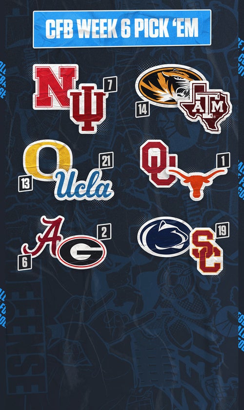 CFB Pick 'Em: Top Week 6 Games, Including Alabama-Georgia, Oregon-UCLA, More
